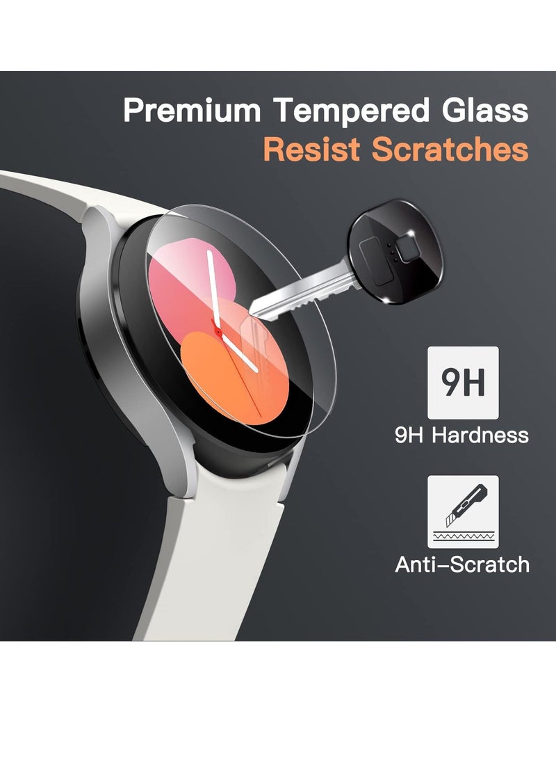 جي تيك واقي شاشة لساعة سامسونج جلاكسي 5/4 40 مم زجاج مقوى 2.5D حافة مستديرة HD شفاف 3 عبوات - Image 2