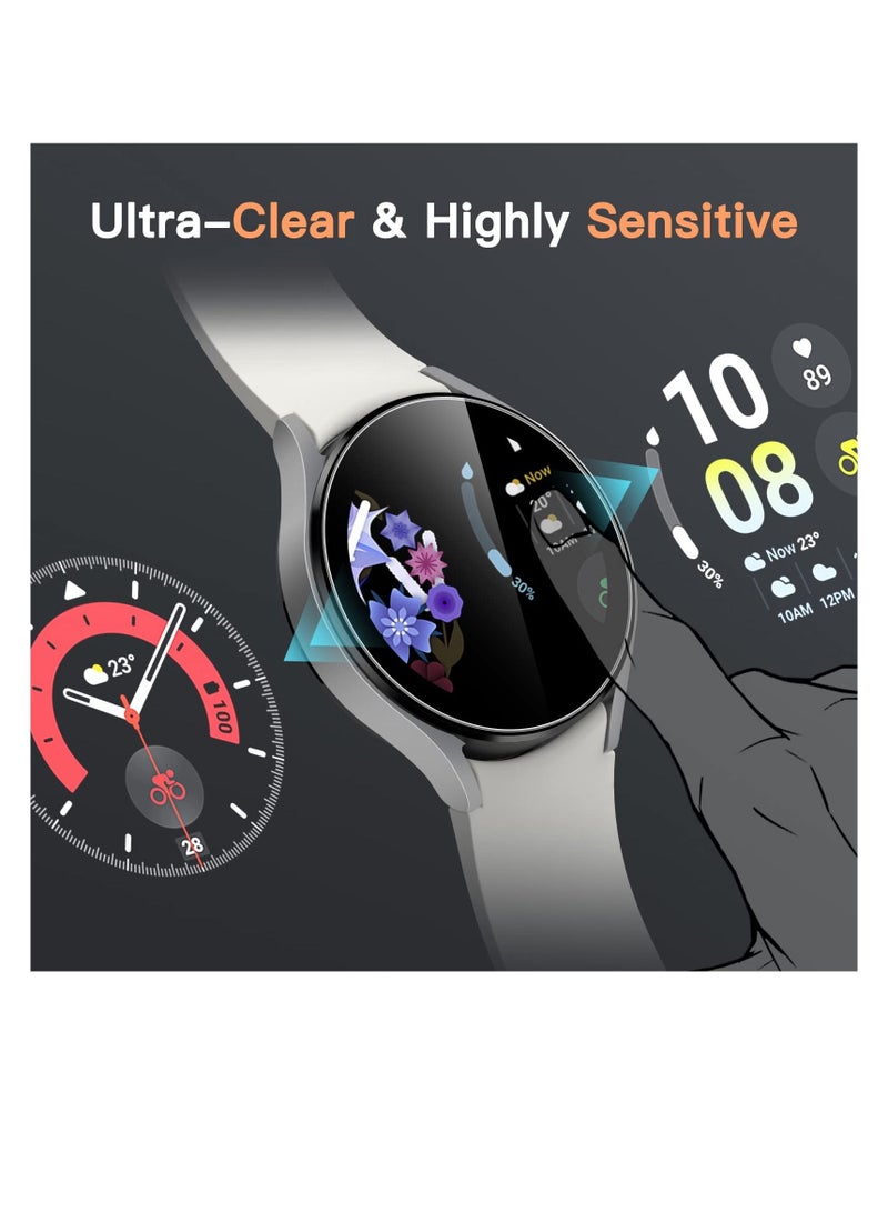 جي تيك واقي شاشة لساعة سامسونج جلاكسي 5/4 40 مم زجاج مقوى 2.5D حافة مستديرة HD شفاف 3 عبوات - Image 4