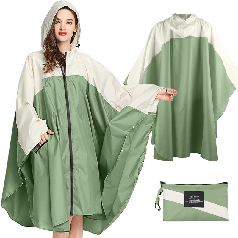 Outdoor windproof reusable ripstop nylon raincoat with hood, black, lightweight breathable waterproof quick-dry for women and men - Image 1