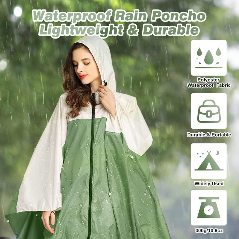 Outdoor windproof reusable ripstop nylon raincoat with hood, black, lightweight breathable waterproof quick-dry for women and men - Image 4