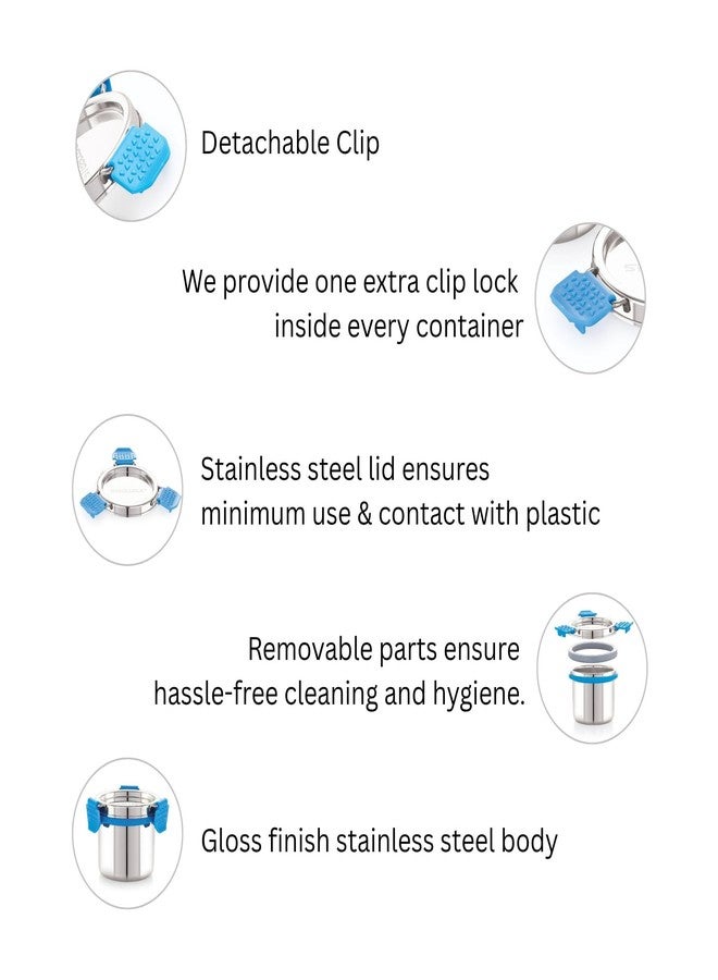 STEELLOCK PRO Stainless Steel Container/Dabba with Steel Lid Airtight for Food Storage, Easy to Carry, Leak Proof and Stackable (SLP-112/200 ML). - Image 4