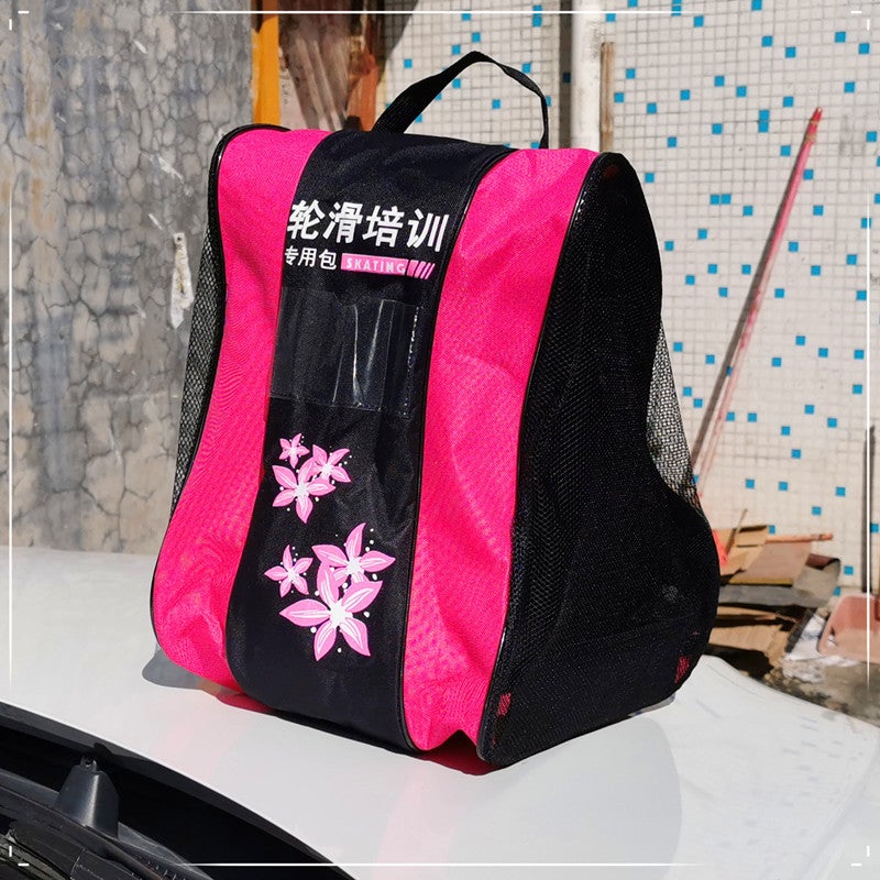 Generic Roller Skating Training Class Same Style Childrens Skating Protective Equipment Helmet Suit Roller Skating Bag Three-Layer Bag Protective Equipment Knee Pad Pink three-layer bag