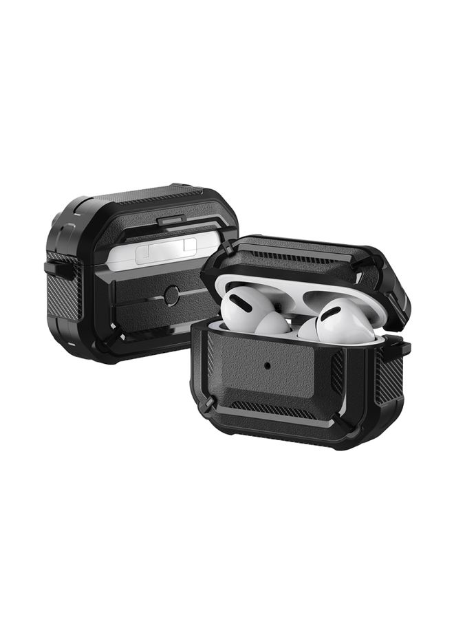 Raxoom Case Cover Wireless Earphones Shockproof Diamond Square Pattern Silicone Protective Case For AirPods Pro Black