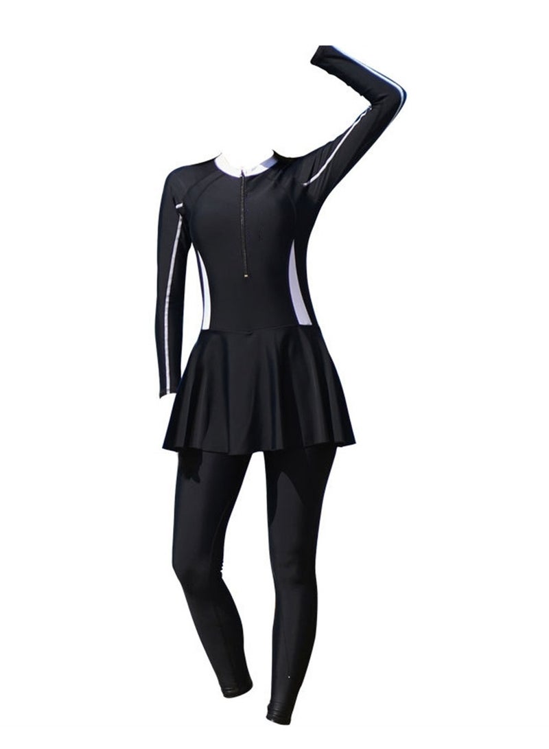 Full body sun protection swimsuit women's one-piece long-sleeved trousers slimming swimsuit set - Image 1