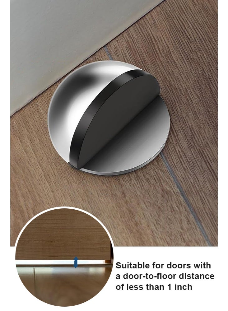 Forthcan No-Drill Door Stopper, Rubber and Stainless Steel Wall Protector for Glass Doors and Security Doors, Silver, Set of 4 - Image 5