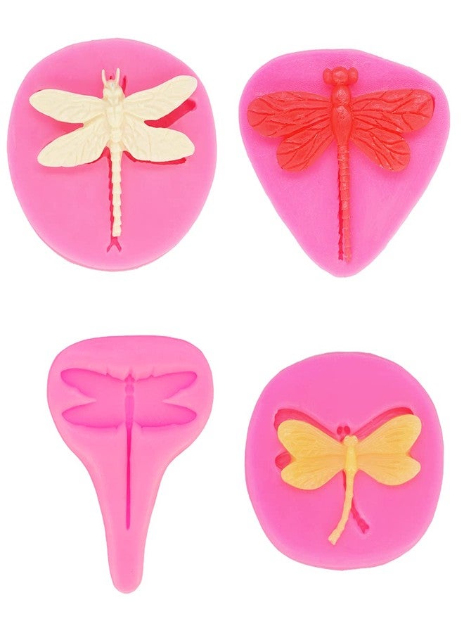 Jansowin Set of 4 3D Insect Theme Dragonfly Silicone Fondant Mold for DIY Cupcake Cake Topper Decoration Chocolate Candy Ice Cube Gum Paste Crystal Pudding Desserts Handmade Ice Cream Jelly Shots - Image 1