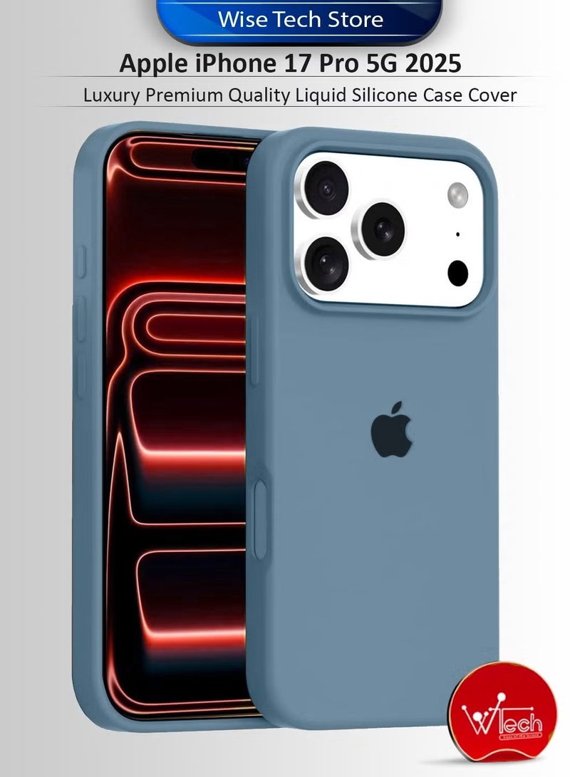 Wtech Apple iPhone 17 Pro 5G 2025 Luxury Premium Quality Liquid Silicone Case Cover (MCRPSN) - Rock Blue