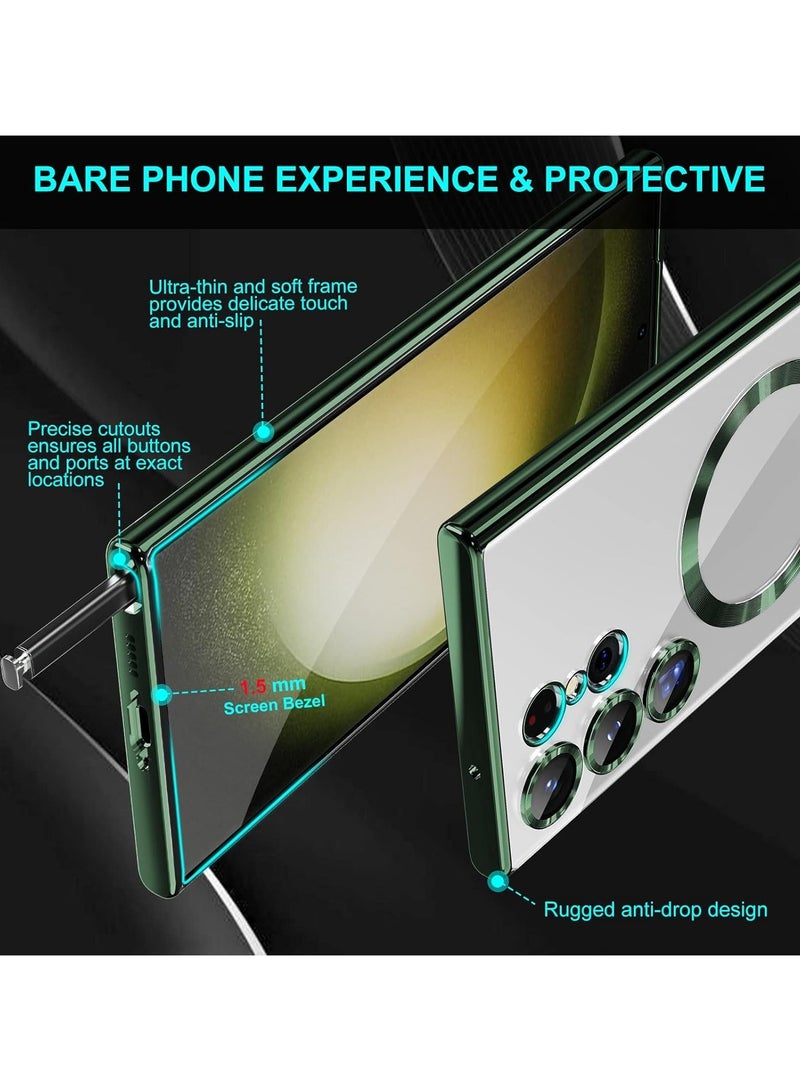 Ipefet Magnetic Clear Case for Galaxy S24 Ultra Case,Compatible with MagSafe, Love Heart Design Electroplated Case Soft TPU Shockproof Full Camera Lens Protective Case for Samsung Galaxy S24 Ultra - Image 4