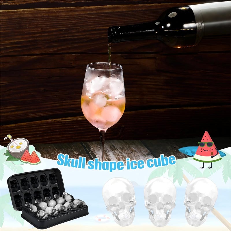 Hoolerry 2 Pack Silicone Skull Ice Cube Maker Mold Flexible Skull Ice Cube Tray for Whiskey Baking Chocolate Candy Resin - Image 4