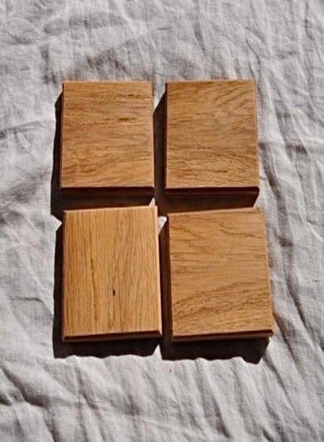 MAYAL Wooden Coasters Set of 4, Square Oak Drink Coasters, Natural Wood Finish - Image 2
