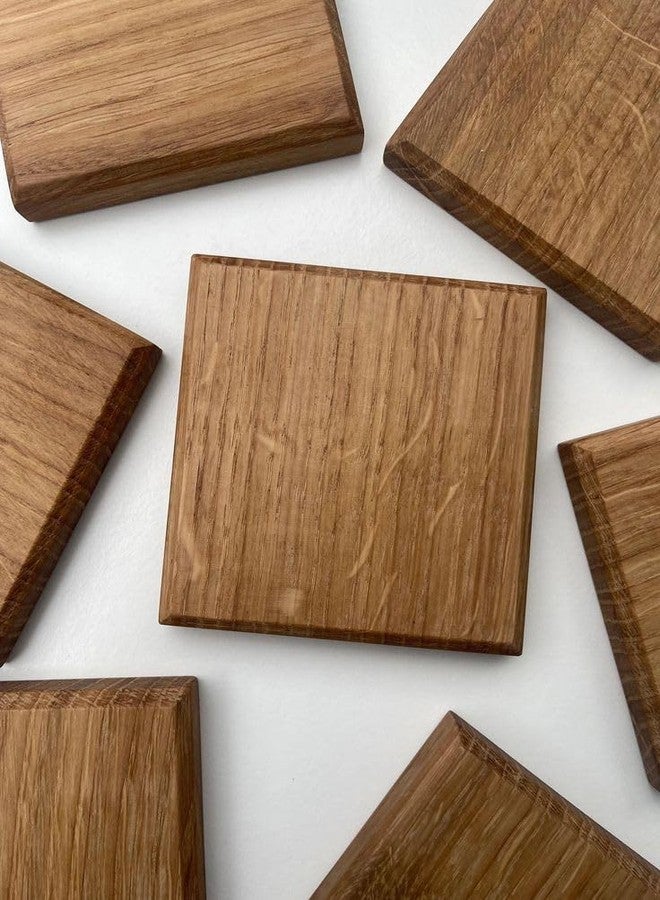 MAYAL Wooden Coasters Set of 4, Square Oak Drink Coasters, Natural Wood Finish - Image 4