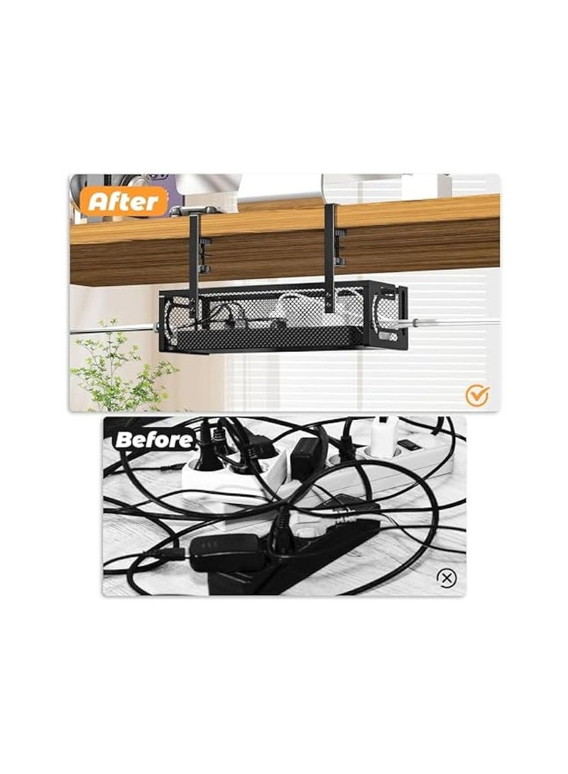 erorex Under Desk Cable Management Tray,  Cable Organizer, Cable Management Box, Cord Organizer for Desk, Under Desk Storage for Office Home - No Drill to Desk Cable Raceway - Image 3