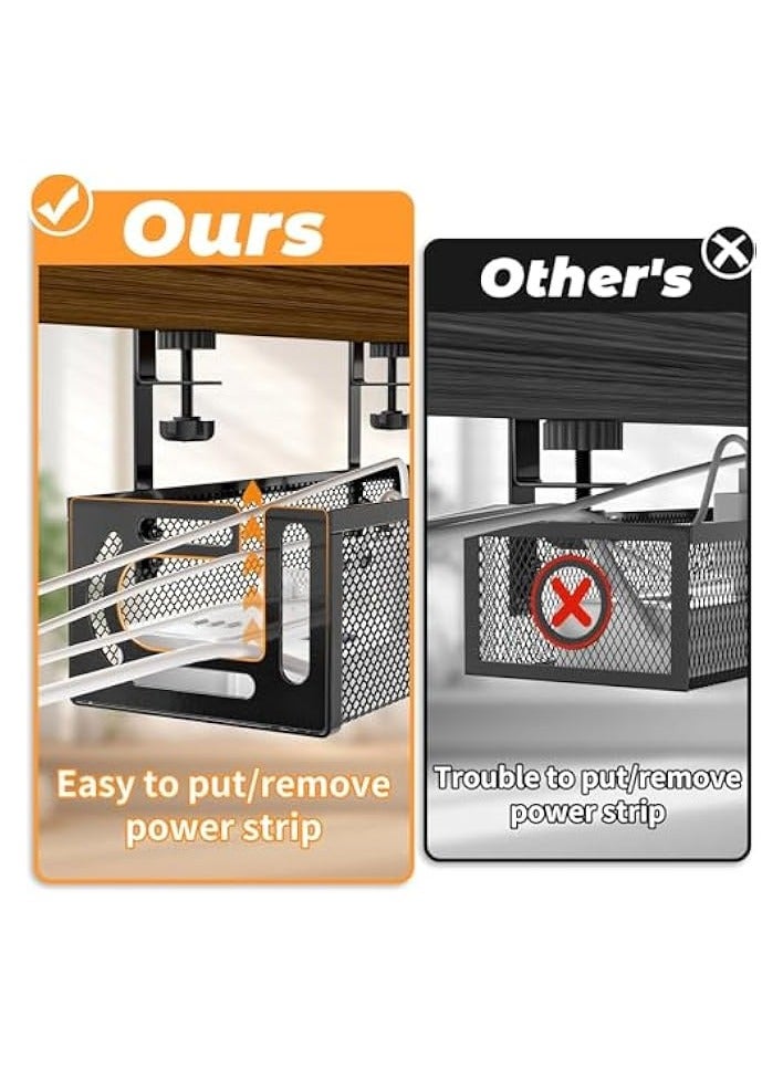 erorex Under Desk Cable Management Tray,  Cable Organizer, Cable Management Box, Cord Organizer for Desk, Under Desk Storage for Office Home - No Drill to Desk Cable Raceway - Image 4