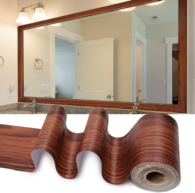 DEEPLITE Cherryteak Wooden Border Peel and Stick Marble Contact Paper for Countertops Border Stickers for Wall Decor Waterproof Self Adhesive 4x120 inch - Image 1