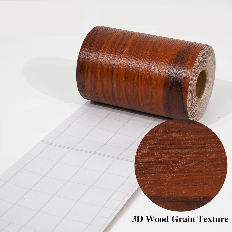 DEEPLITE Cherryteak Wooden Border Peel and Stick Marble Contact Paper for Countertops Border Stickers for Wall Decor Waterproof Self Adhesive 4x120 inch - Image 3