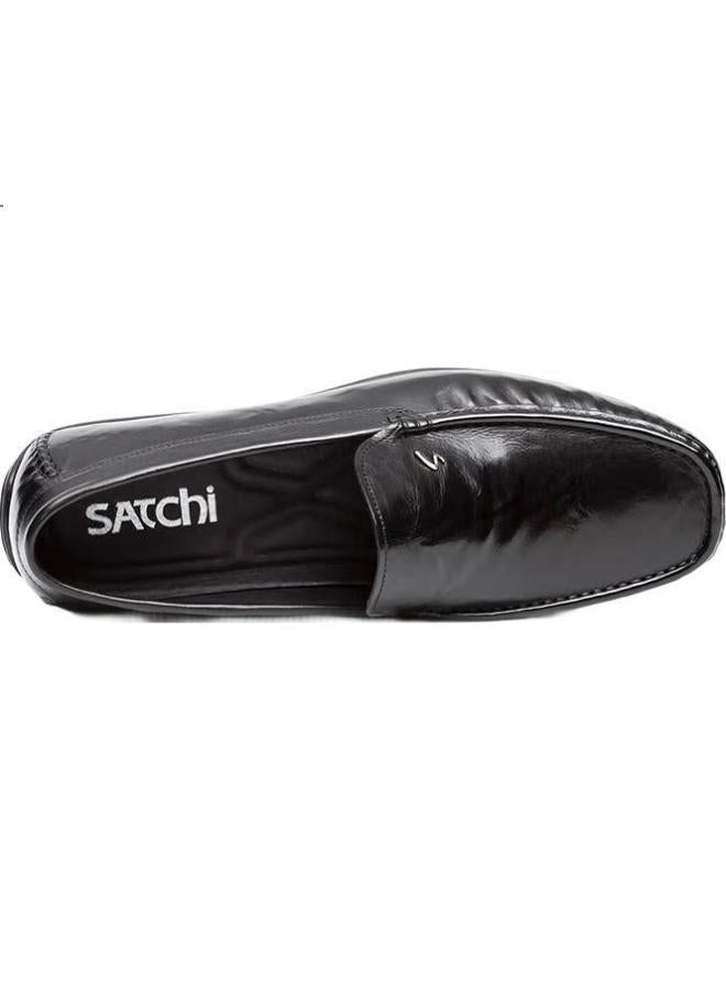 Satchi Men'S Shoes, Cowhide Slip-On Loafers, Penny Loafers, 752422232Z, Black, Size 42 - Image 2