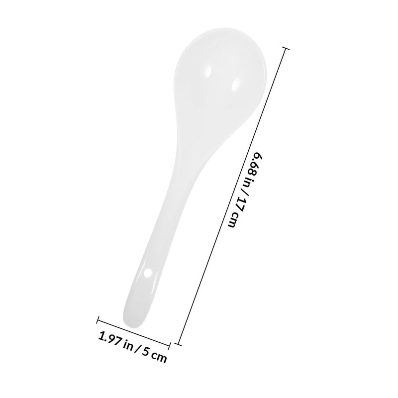 White Ceramic Soup Spoons Set of 3 Asian Ramen Noodles Dumplings Pho Flatware - Image 3