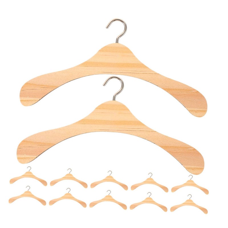 Wooden Doll Clothes Hangers 12pcs Miniature Wardrobe Accessories for Organizing Outfits - Image 2