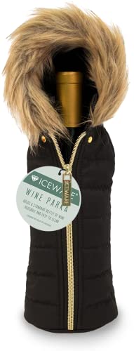 Wild Eye Designs WINE BOTTLE JACKET PARKA RED INSULATED WINE JACKET WITH HOOD FUN AND CUTE BOTTLE COVER