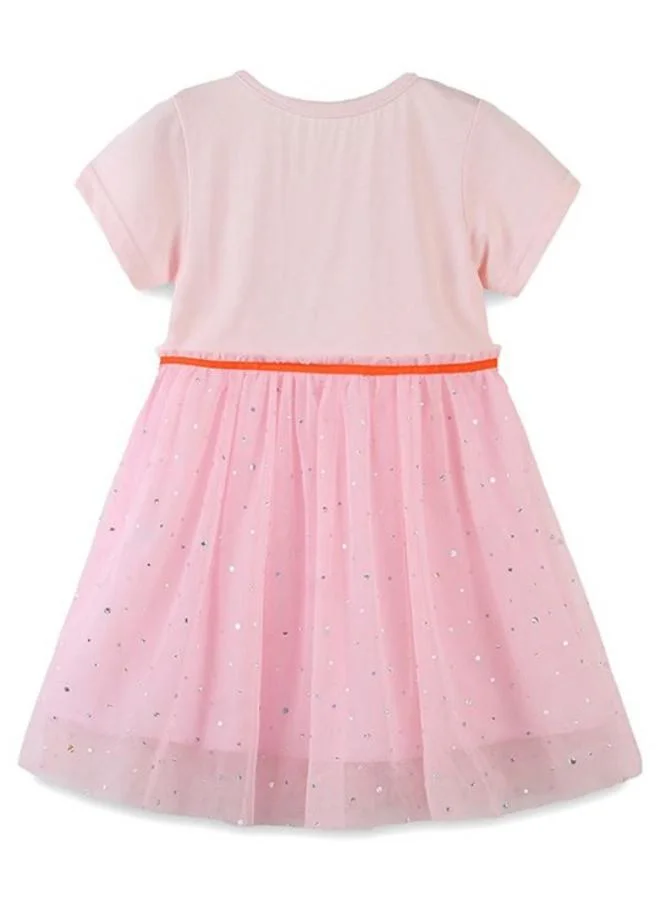 يونيكي Pink Fit & Flare Crew Neck Printed Dress