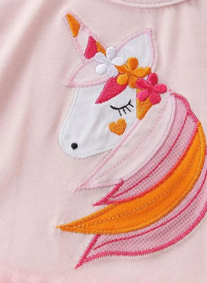 يونيكي Pink Fit & Flare Crew Neck Printed Dress