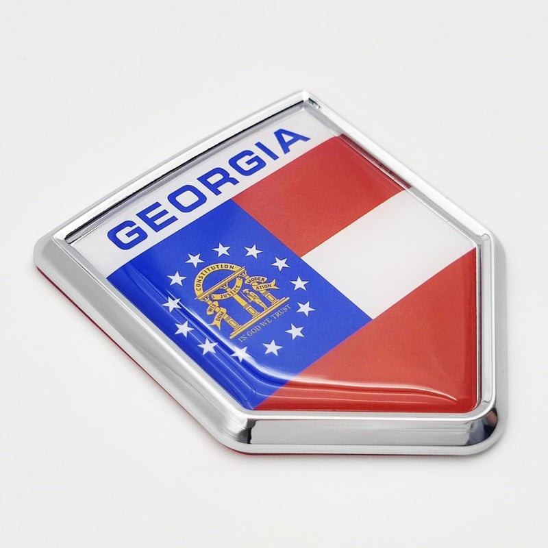 Overdecor 2 Pack Georgia Flag Decal Sticker Emblem Flags for Bumper - Image 1