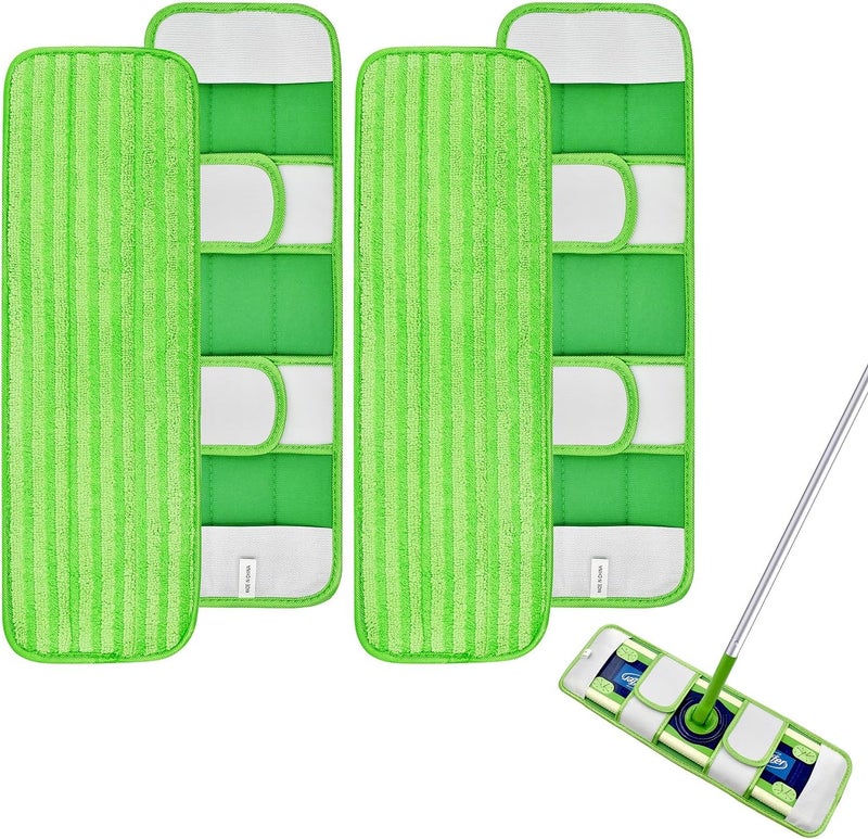 GFRED Mop Pads Compatible with Swiffer Sweeper Mop (4 Pack Swiffer XL Pads- Sleeves Cover, Green) - Image 1