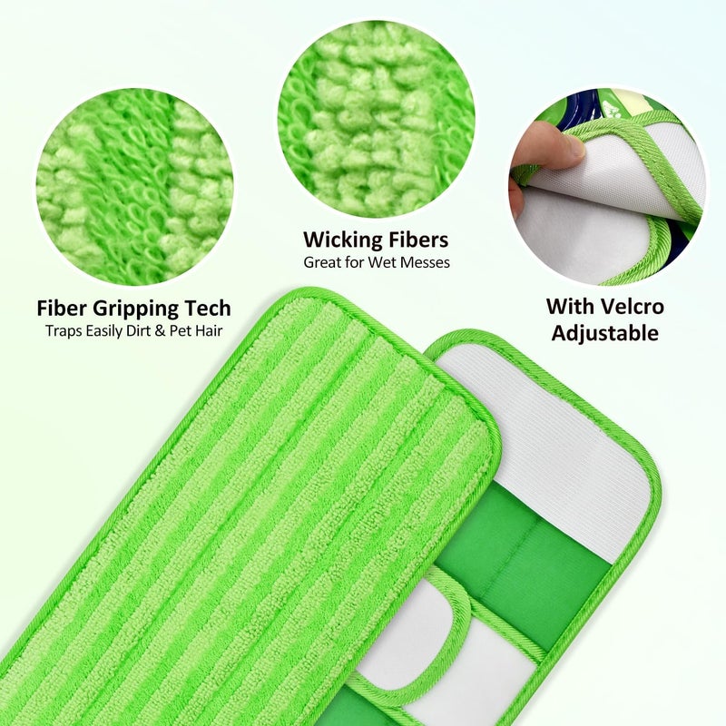 GFRED Mop Pads Compatible with Swiffer Sweeper Mop (4 Pack Swiffer XL Pads- Sleeves Cover, Green) - Image 2