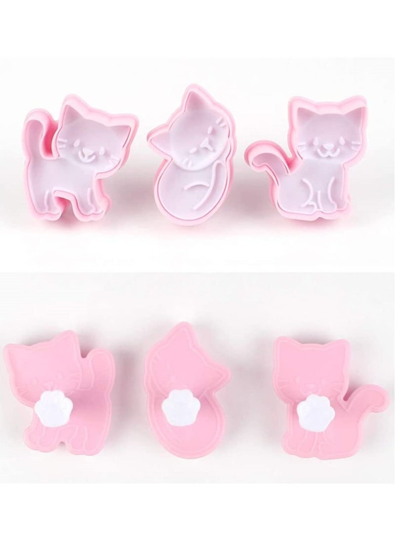 Generic 3pcs Cat Shape Cookie Cutters Set - Plastic Animal Biscuit Cutters for Baking, Fondant Cake Decorating Tools, Perfect for Cat Lovers  - Image 4
