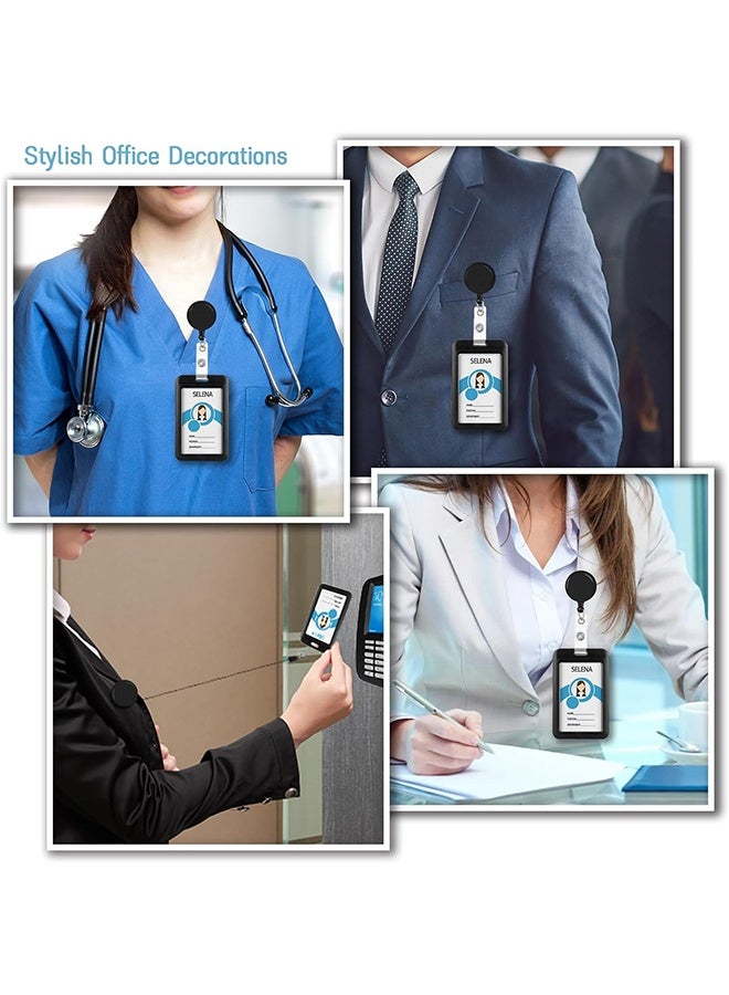 حامل شارات أسود قابل للسحب، حبال لبطاقات الهوية وبطاقات الأسماء وحاملات البطاقات العمودية، بكرة شارة حبل قابلة للفصل والسحب، هدايا للمعلمين والممرضات والعاملات والنساء في المكاتب - Image 2