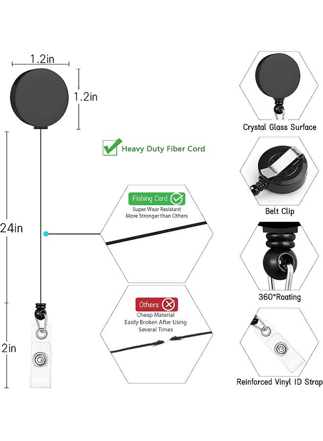 حامل شارات أسود قابل للسحب، حبال لبطاقات الهوية وبطاقات الأسماء وحاملات البطاقات العمودية، بكرة شارة حبل قابلة للفصل والسحب، هدايا للمعلمين والممرضات والعاملات والنساء في المكاتب - Image 4