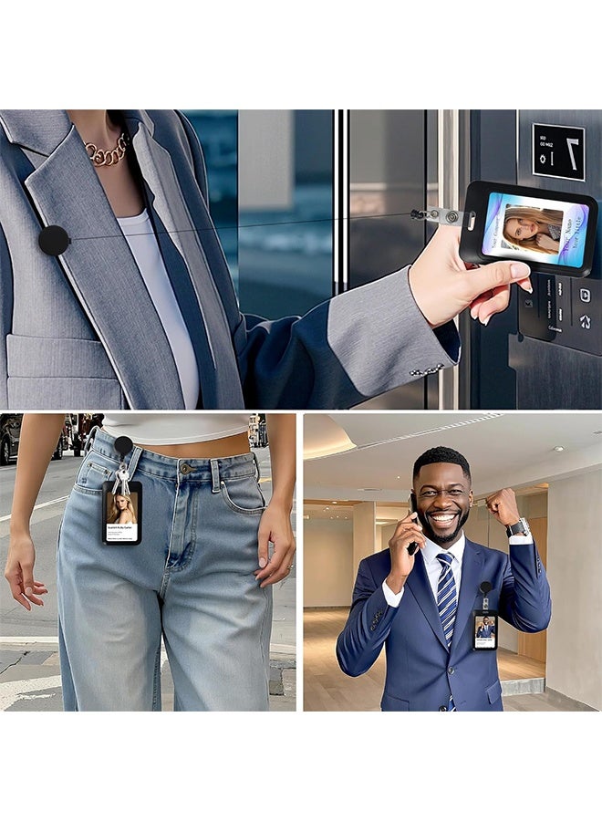 حامل شارات أسود قابل للسحب، حبال لبطاقات الهوية وبطاقات الأسماء وحاملات البطاقات العمودية، بكرة شارة حبل قابلة للفصل والسحب، هدايا للمعلمين والممرضات والعاملات والنساء في المكاتب - Image 5