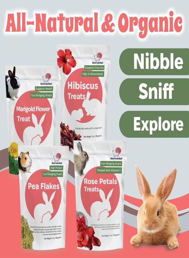 Snout and Shell Floral Favorites by Snout and Shell - 4-in-1 Natural Treats for Small Pets - Pea Flakes, Marigold, Rose Petals & Hibiscus - Healthy Snacks for Rabbits, Guinea Pigs, Chinchillas & More - Image 3