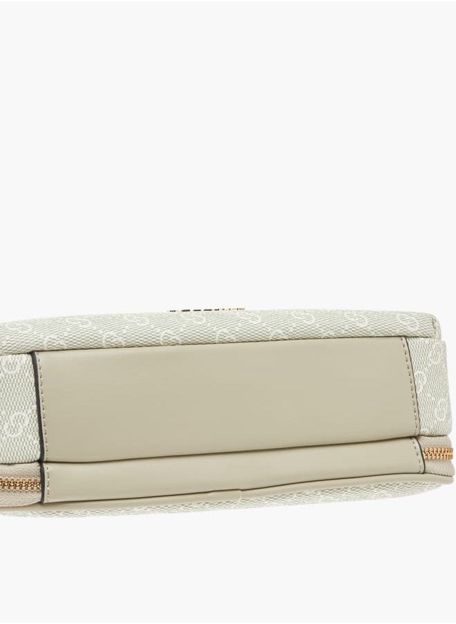 Celeste - Womens Monogram Print Shoulder Bag With Detachable Strap And Zip Closure - Image 1