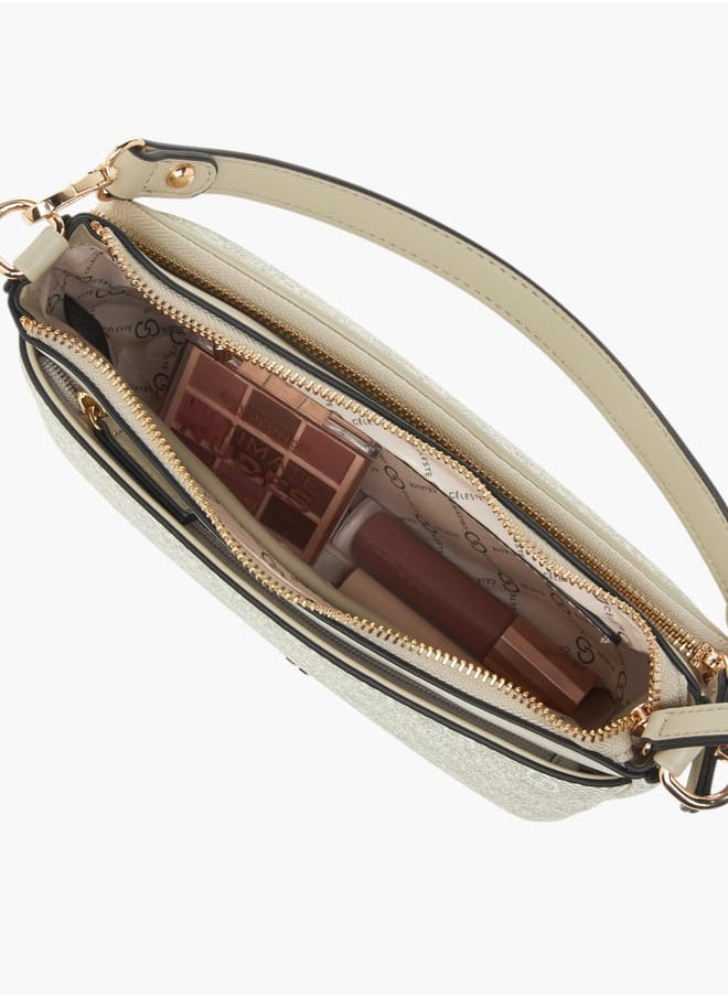 Celeste - Womens Monogram Print Shoulder Bag With Detachable Strap And Zip Closure - Image 1