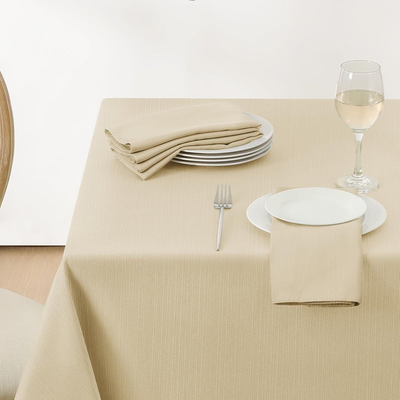 Softalker Jacquard Rectangle Tablecloth  Geometric Line Damask Table Covers Waterproof Stain Resistant Washable Polyester Table Cloths for Indoor  Outdoor60 x 84 inchKhaki