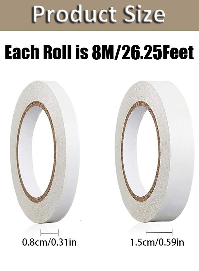 Generic Double Sided Tape, 4 Rolls Multipurpose Adhesive Sticky Tape, Double Sided Sticky Craft for DIY Craft, Gift, Photos, Documents, Card Making(Wide 0.31inch/0.6inch, 26ft Long)  - Image 2