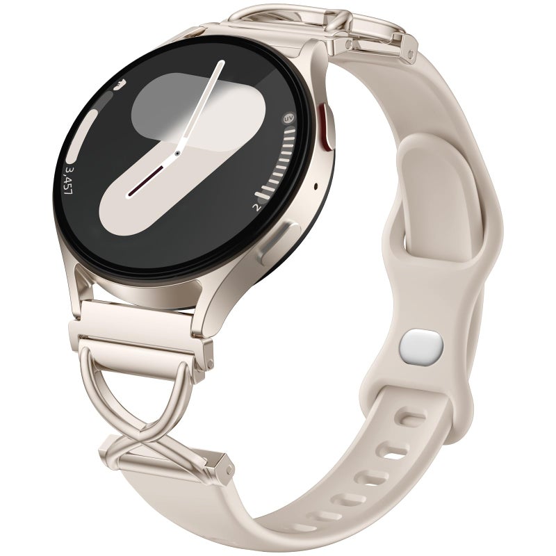 Getino Slim Silicone Bands Compatible with Samsung Galaxy Watch 7 Band 6 5 4 FE 40mm 44mm/Galaxy Active 2, 20mm Watch Band Thin Skinny Charms X-Shaped Soft Sport Strap for Samsung Watch Bands Women - Image 1