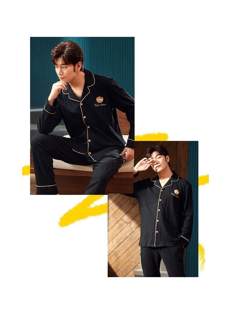 Men's Pajama Set, Cotton Long Sleeve Striped Pajama Set Two Pieces of Casual Pajamas  - Image 5