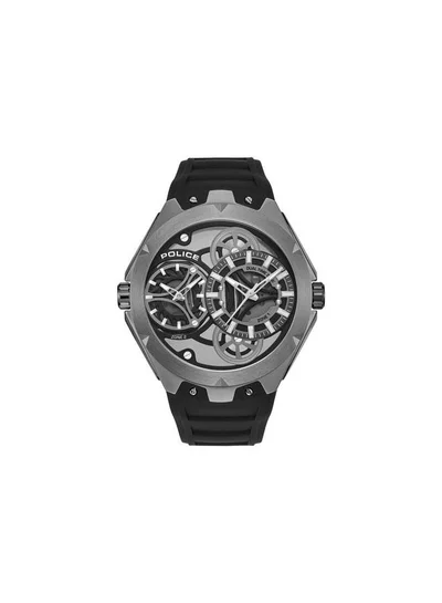 POLICE Men's Scepter Black Dial Black Silicone Strap Analog Watch for Men - 46mm