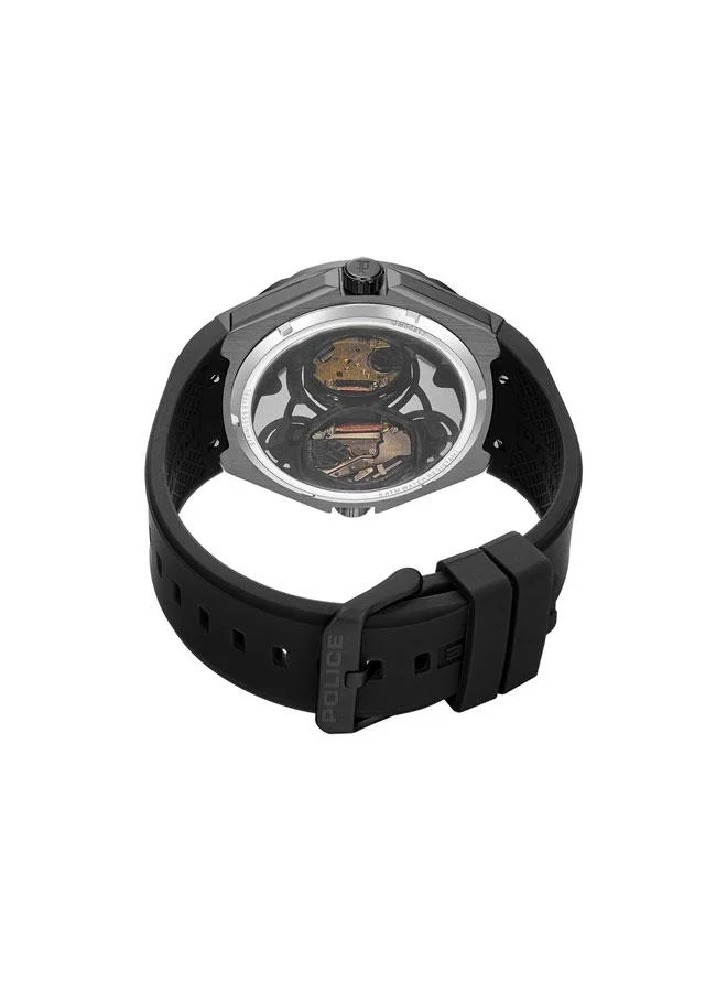POLICE Men's Scepter Black Dial Black Silicone Strap Analog Watch for Men - 46mm