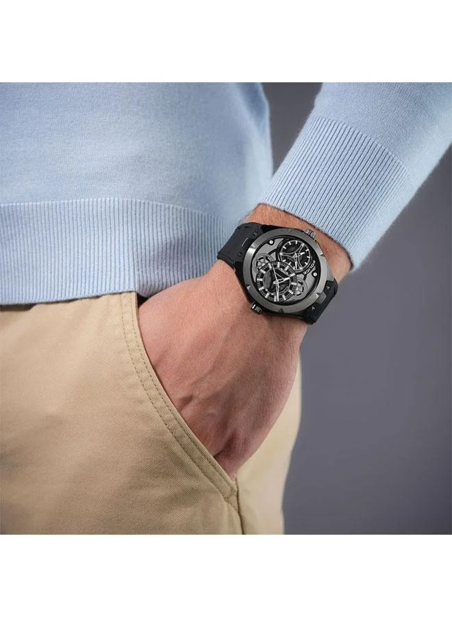 POLICE Men's Scepter Black Dial Black Silicone Strap Analog Watch for Men - 46mm