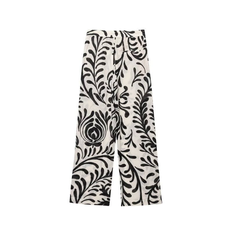 Zr Women'S Style 2025 Retro Style Loose Printed Kimono Style Outerwear + Printed Pants - Image 4