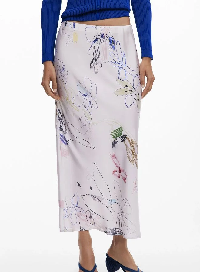 DESIGUAL Long Skirt With Strokes
