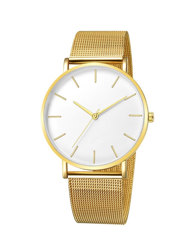 Generic - Simple Steel Band Fashion Watch Mesh Band Quartz Watch (Gold) - Image 1