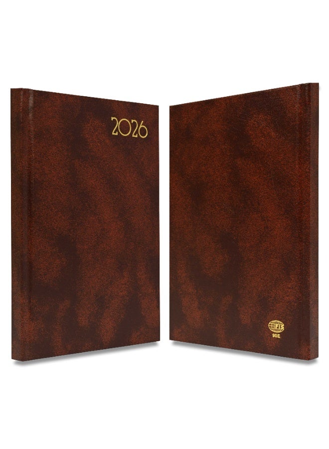 FIS 2026 Diary, A5 Size Diary(148x210mm), Hard Cover Vinyl Materials, Saturday & Sunday Combined, English, 60gsm White Paper, Brown Color-FSDI90E26BR - Image 2