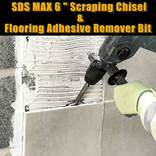 HIGOSPRO 6 Inch Wide Tile & Thinset Scaling Chisel SDS-Max Shank, 6" x 15" Scraper Removal Bit, Ideal for Rotary Hammer Drills Compatible with SDS-Max - Image 2