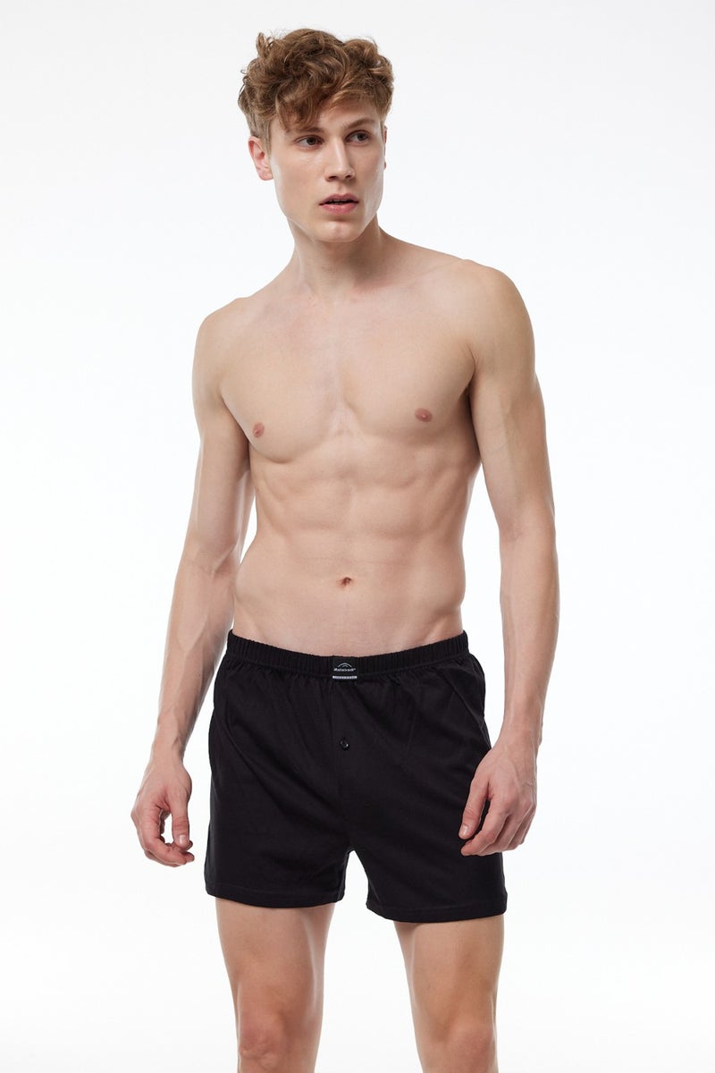 Malabadi Men's Black 3 Piece Wide Pattern 100% Cotton Boxer 3M024  - Image 3