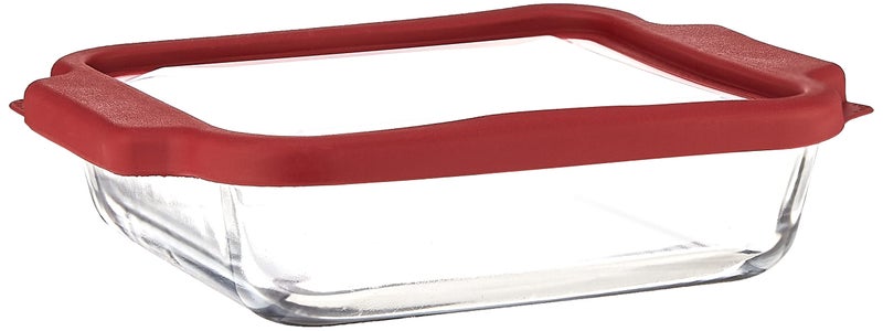 Anchor Hocking Glass Baking Dishes for Oven, 8 Inch Square Glass Cake Pan with TrueFit Cherry Lid - Image 1