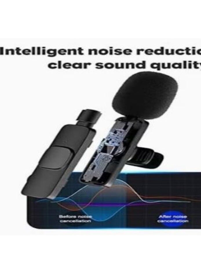 K8 Wireless Microphone Clip Mic, Digital Mini Lavalier Microphones, Lapel Clip-on Collar Microphone Compatible for All IOS Devices BLACK - Image 2